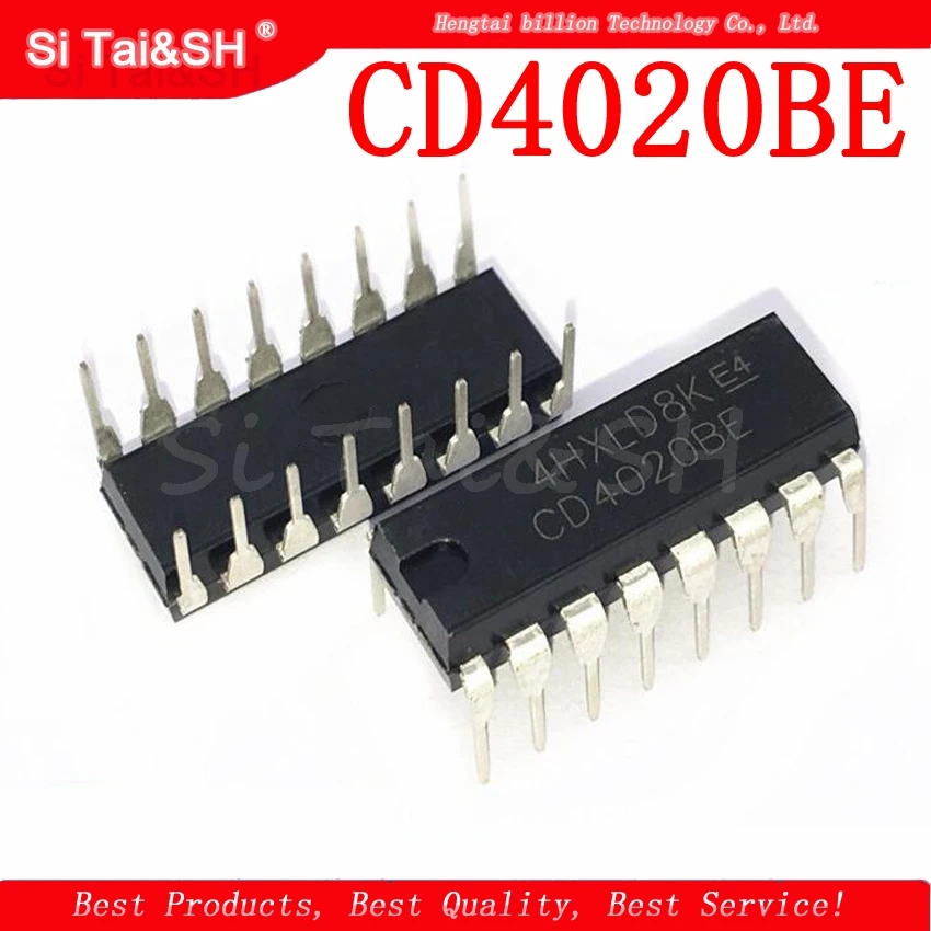 10 шт. CD4020BE DIP16 CD4020 DIP 4020BE DIP-16 Новый и оригинальный IC бинарный счетчик делитель |