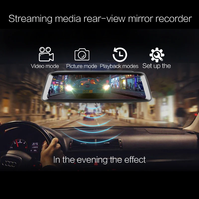 QUIDUX S9 автомобиля Зеркало заднего вида 10 дюймов Сенсорный экран 1200MP DDR3 2G DVR Bluetooth