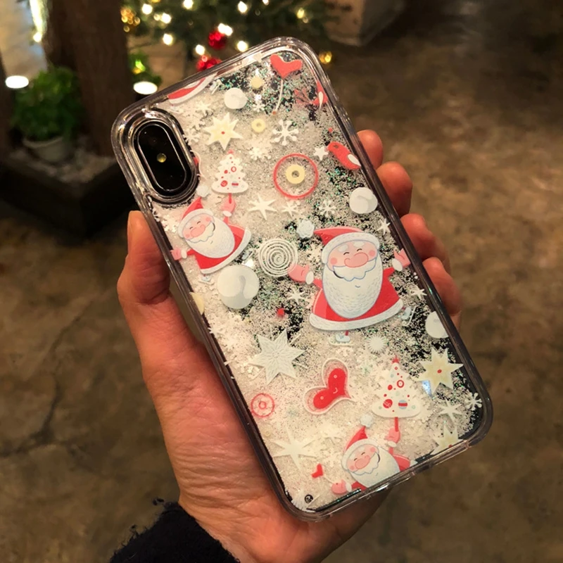 Роскошные Плывун Рождество чехол для iPhone 7 8 плюс Чехол с блестками X Xs Max Xr 6 6s plus |