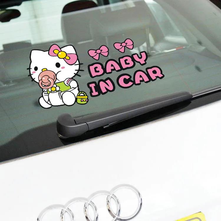 Наклейки для автомобиля кошка HelloKitty ребенок в автомобиле на борту розового цвета