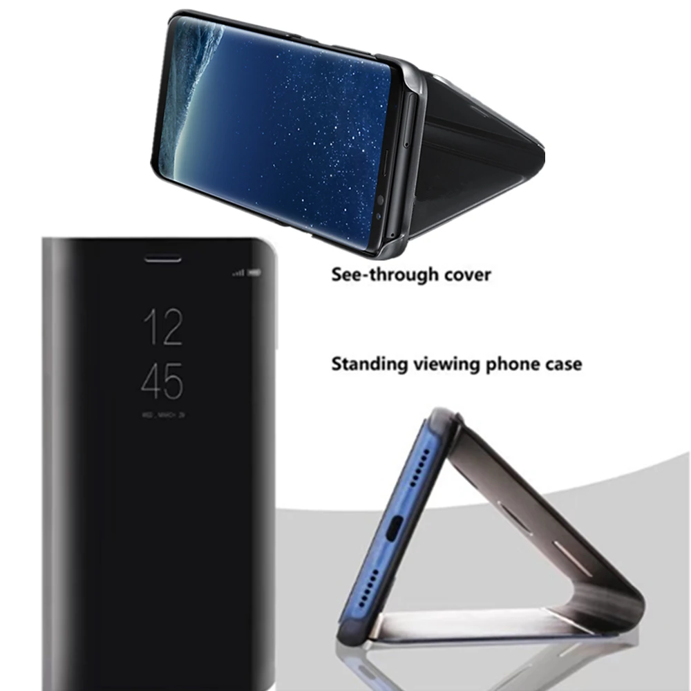 For Huawei P8 LITE 2017 Case Clear View Mirror Leather for P8Lite Smart Wake Up Sleep Flip Kickstand Cover |
