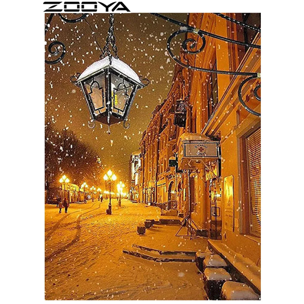 

Diamond Painting Cross-Stitch Kits Diamond Embroidery Mosaic Needlework Rhinestone Painting Street Lights Dusk Home Decor R1450