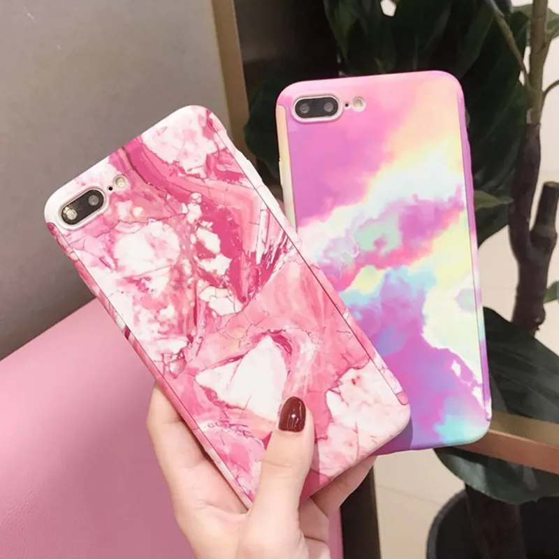 FTAIDKJ 360 градусов Полная защита тела мрамор камень жесткий чехол для iphone 8 iPhone X 6S 6 7