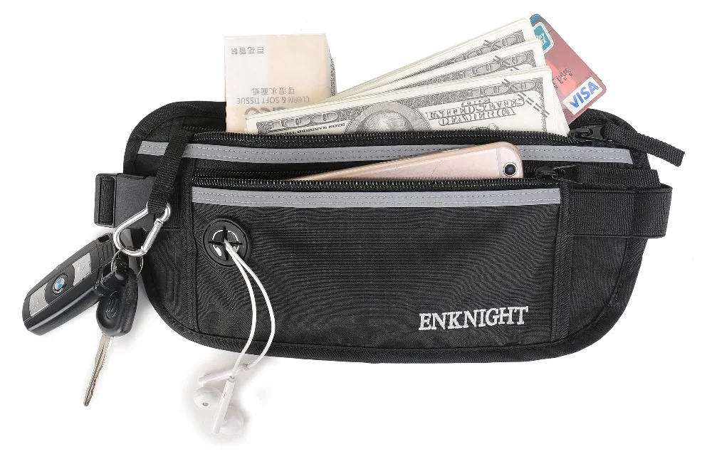 ENKNIGHT, большой рчид ремень для денег, для путешествий, поясная сумка, для женщин и мужчин, регулируемая, Фанни карта, противоугонная сумка, клетчатые карманы на молнии