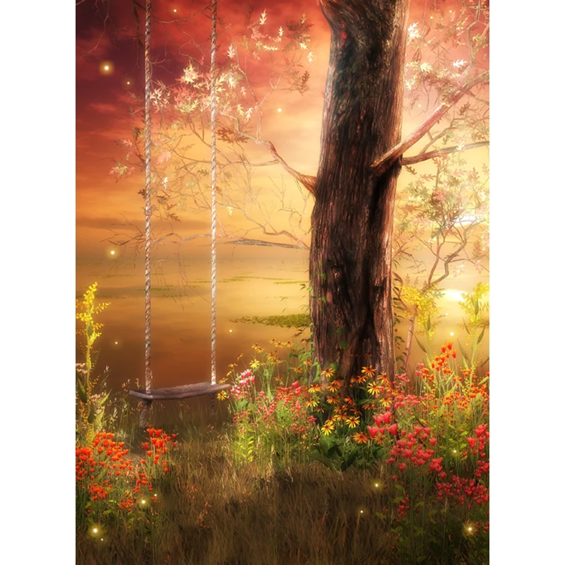 Картина маслом Стиль фотография Фон качели дерево Фото фоны для фотостудии