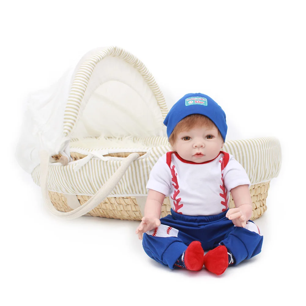 Realistic Bebes reborn 22&quot 55cm Handmade Lifelike fake Baby boy Doll Reborn Soft Silicone Vinyl Hair Rooted Gift for Girl boneca | Игрушки