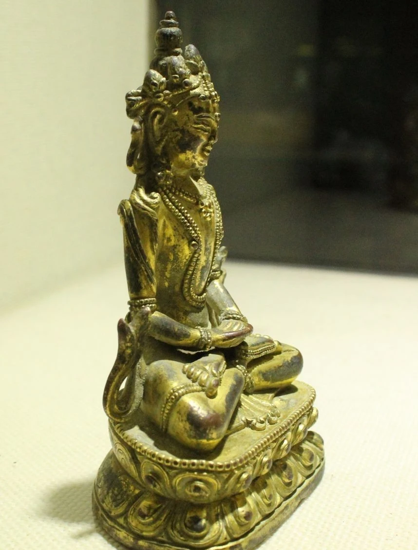 Старый Тибет Храм Бронзовый Золото Позолота Амитаюс долголетие Бог Богиня