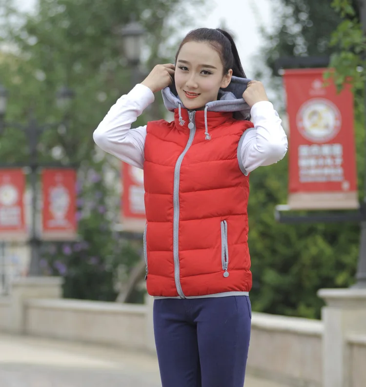 

Winter Thick Gilet Winter Coats Detachable Knitted Hat Vest Casual Zipper Women Outerwear Multi Colors Natural Jacket Fashion