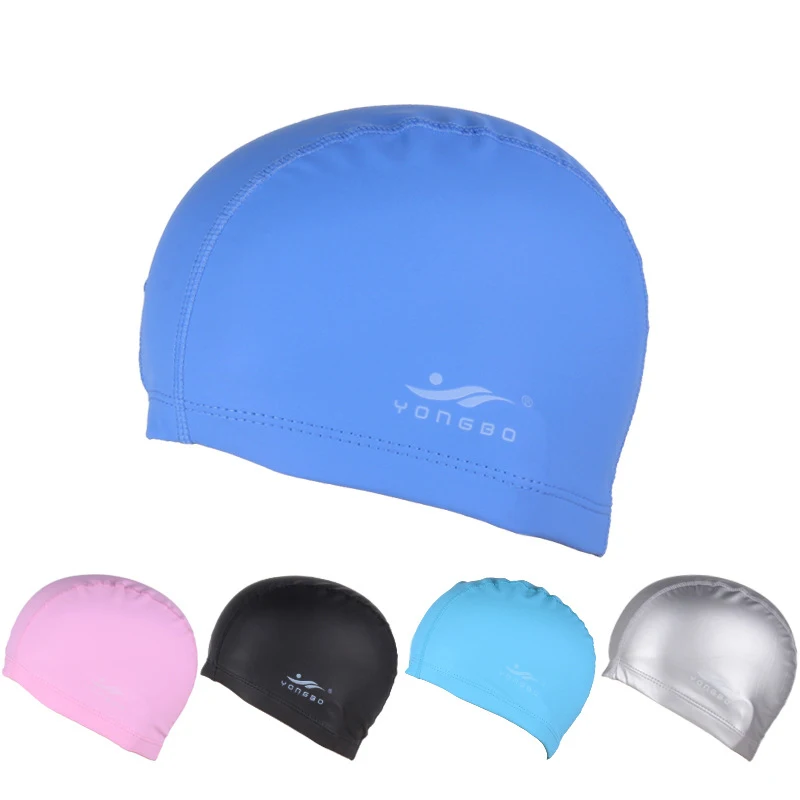 

Direct Selling Nylon Pure Color Swimming Cap Top Quality Solid Swimming Cap Pu Hats Water-proof Adult Caps Men Fcsha 1603