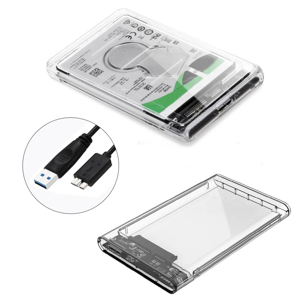 USB 3,0 прозрачный 2,5 дюймов SATA3 5gbps жесткий диск HDD Caddy чехол для внешнего жесткого диска HDD/SSD 128*79*13 мм жесткий диск чехол