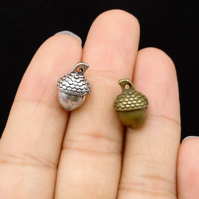 30pcs-Antique серебро/бронза желудь Подвески 3D 15x10 мм
