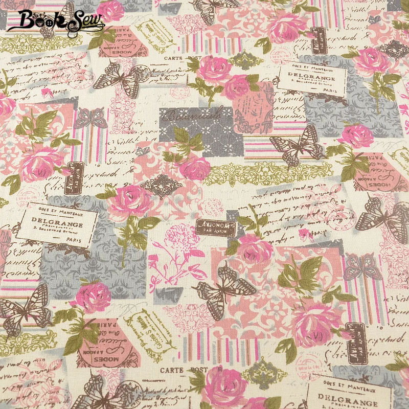 Printed Rose Cotton Booksew Sewing Material Tissu Home Textile Tablecloth Pillow Bag Curtain Cushion Zakka Linen Fabric Per CM | Дом и сад