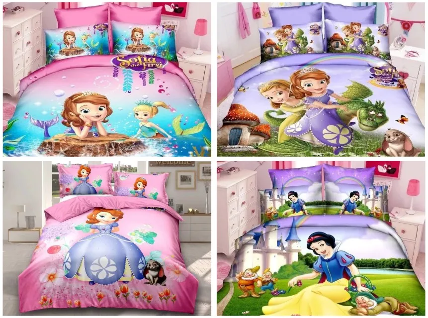Набор постельного белья disney frozen для девочек, украшение для спальни, пододеяльник, покрывало, однослойный плоский лист, 3 шт., детский домашний текстиль