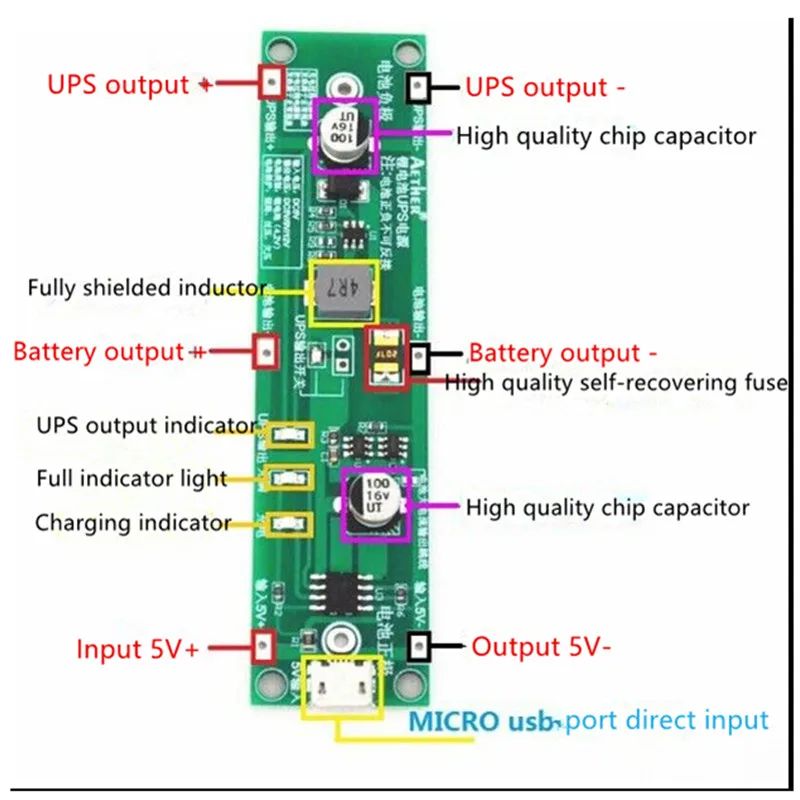 Микро USB 18650 литиевая батарея зарядное устройство Защитная плата 5V повышающий конвейер UPS зарядка аккумулятора разрядка модуль питания