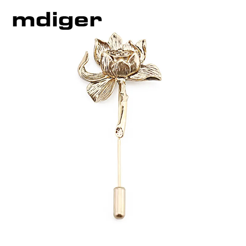 Brand Antique Brooches Metal Lotus Flower Brooch Collar Pins Men Wedding Lapel Suit Accessories | Украшения и аксессуары