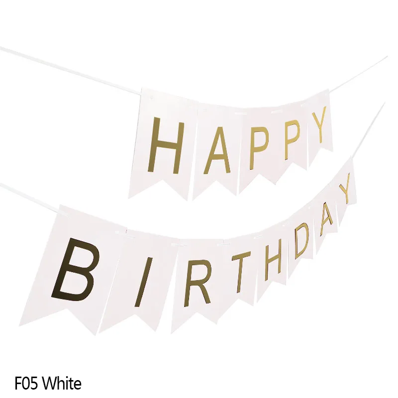 F05 White 1 компл. флаги с днем рождения баннер ткани бумажная гирлянда помпон на день рождения украшения детский душ Дети сувениры - Цвет: F05 White