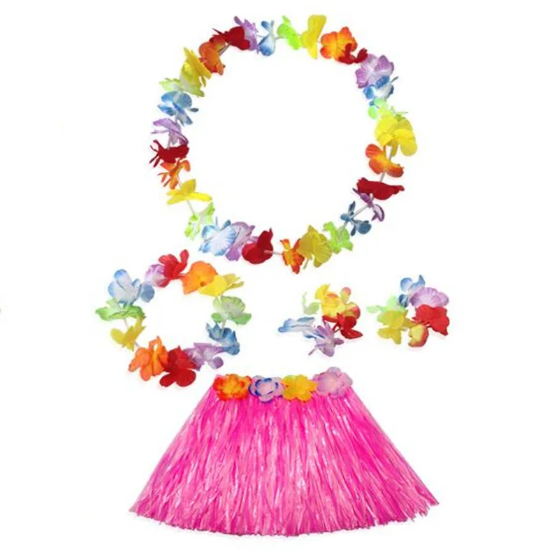 Hawaii Flower Lei Headband Garland Wreath Hula Grass Skirt Bra Kids Costume Set Beach Theme Party Decor Halloween Christmas |