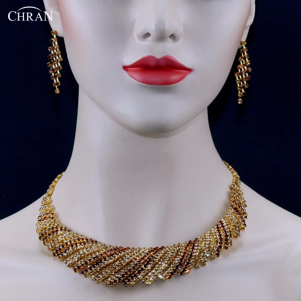 Женский комплект украшений для невесты CHRAN Классический ювелирный золотого