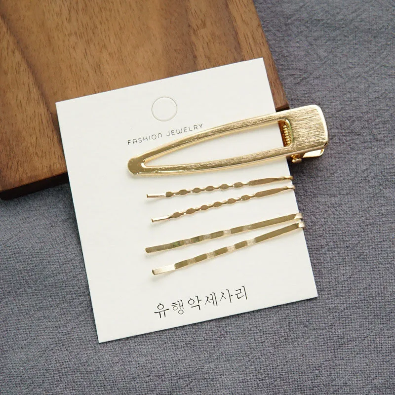 Levao New Fashion Girls Irregular Hairpins Faux Pearl Decor Hair Clips 4pcs Geometric Gold Alloy Hair Accessories for Women - Цвет: 5