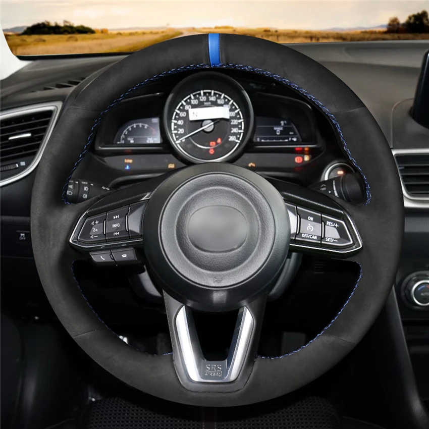 MEWANT Black Suede Steering Wheel Cover for Mazda 3 Axela 6 Atenza CX-3 2018-2019 CX-5 2017-2019 CX-9 Toyota Yaris 2019 | Автомобили и