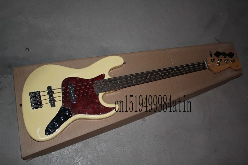 Бесплатная доставка Сливочный желтый Гитары Jazz Bass четыре строки электрический
