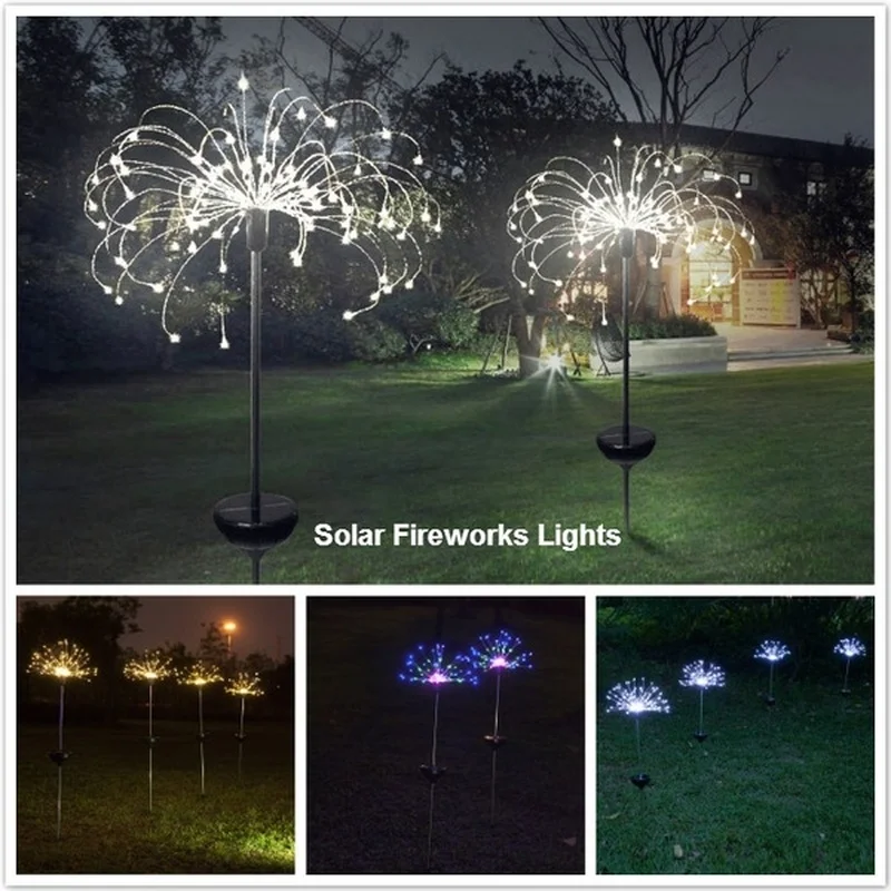 New Garden Solar Firework Light with 8 Lighting Modes String Outdoor Patio Pathway Decor Lights Christmas Lawn Decoration light
