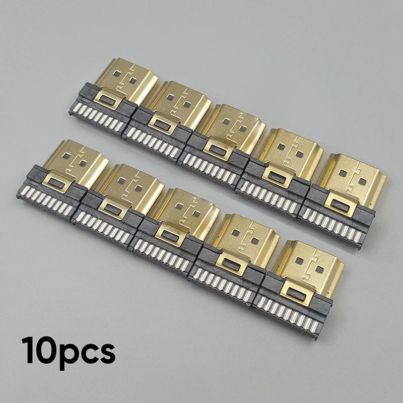 10 шт. HDMI 19Pin мужской золотой пластинчатый штекер Проволочный припой DIY соединительные приспособления