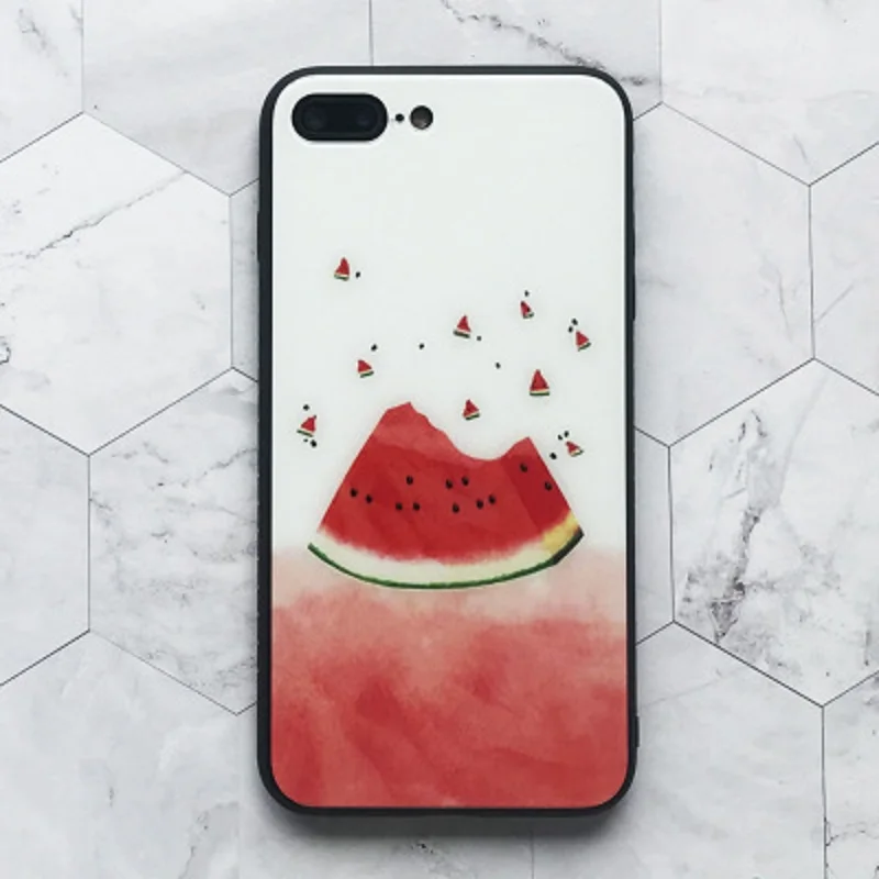 Чехол для iPhone x 7 8 6 Plus 6s 5s летний арбуз лимонное сердце пара чехлов жесткое стекло