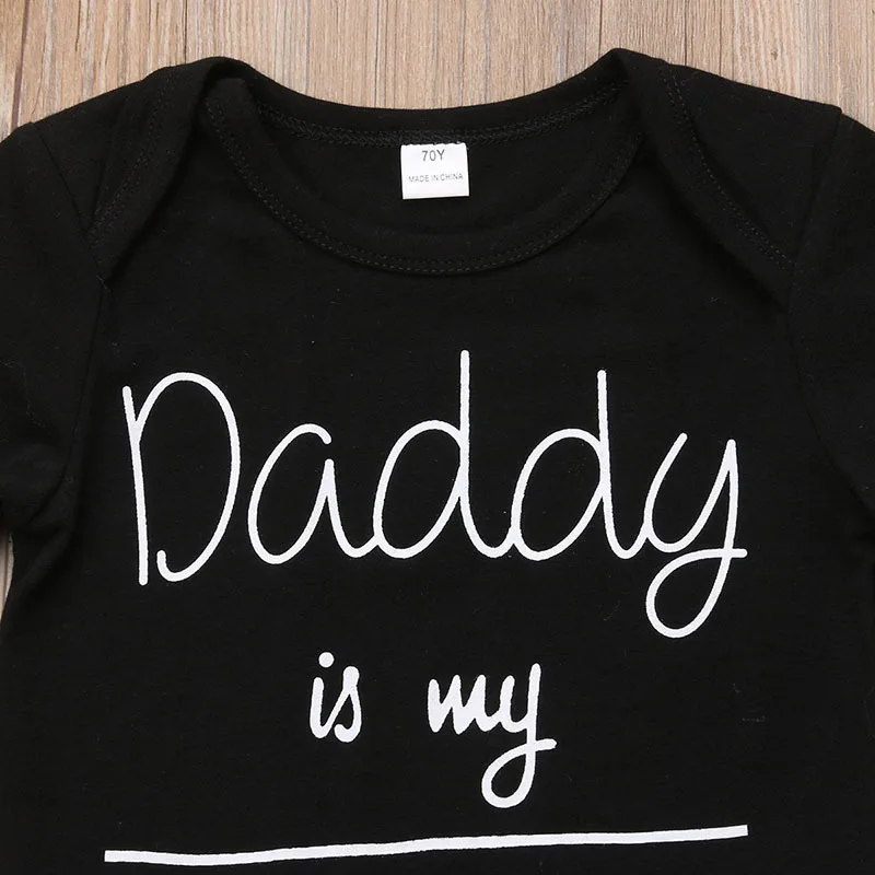 Г., Модный комплект одежды для маленьких девочек, футболка с принтом «Daddy Is My Hero» и штаны головная повязка для новорожденных, одежда для детей от 0 до 24 месяцев