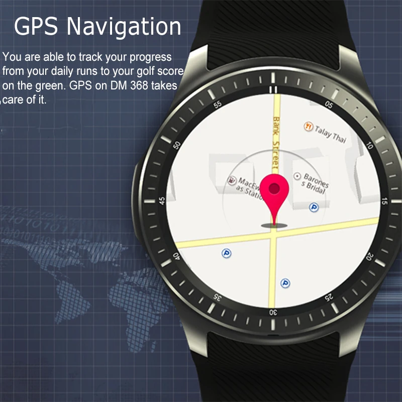 Smart Watch 3G DM368 Android 5.1 GPS Wifi Support SIM 1.39" Display Quad Core Bluetooth 4.0 Heart Rate Monitor SmartWatch Men |