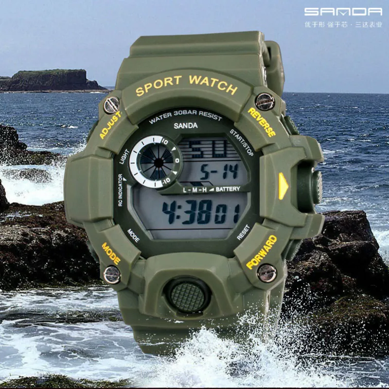2016 санда Кварцевые Цифровые часы мужчины смотреть водонепроницаемый спорт