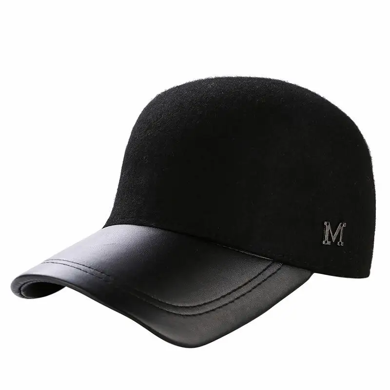 Женские зимние бейсболки на пуговицах с логотипом M из 100% шерсти|cap m|hats for women