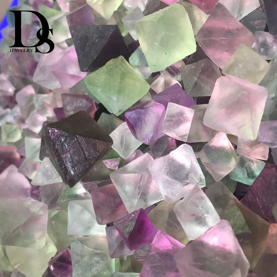 10 шт. натуральный прозрачный флюорит Octahedron зеленый кварц Фиолетовый Кристалл