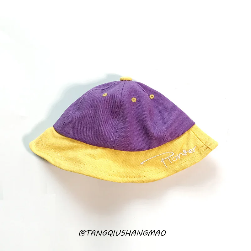 purple Весенние модные Универсальные шапки с вышитыми буквами для маленьких мальчиков и девочек от 0 до 4 лет; милые детские шапки для рыбалки - Цвет: purple