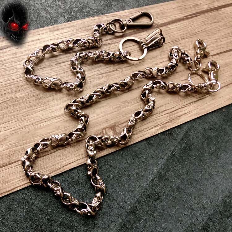 Skull Biker Jean Key Wallet Chains Black Rock Punk Hip-pop Metal Keychain Pants Belt Chain Fashion Men Accessories Jewelry DR45
