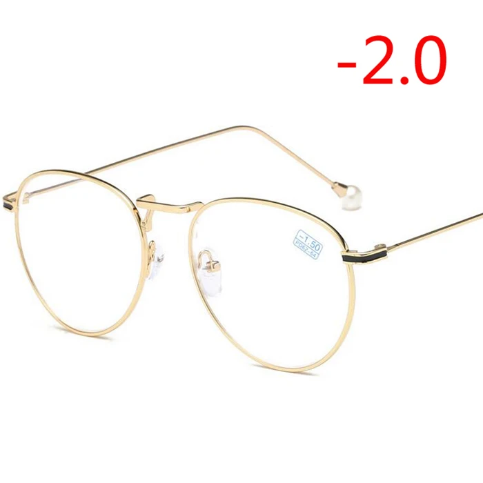 Myopia 200 1,0-1,5-2,0-2,5-3,0-3,5 до-6,0 очки по рецепту для женщин модные круглые оправы готовые близорукость очки дамы - Цвет оправы: Myopia 200