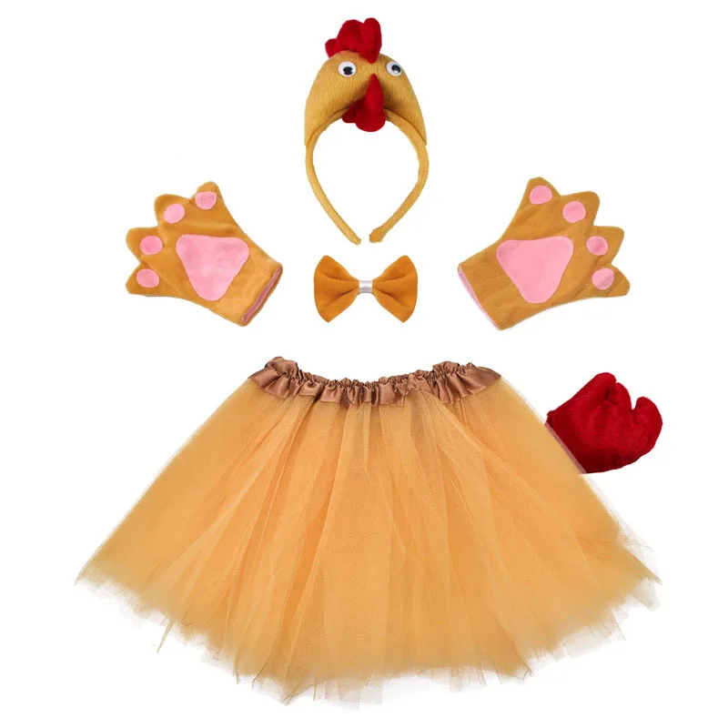 style 8 hen Детский Взрослый петушок цыпленок костюм-надувная курица на Рождество повязка на голову хвост галстук юбка пачка перчатки животных Косплей Реквизит День рождения Хэллоуин костюм ребенок - Цвет: style 8 hen