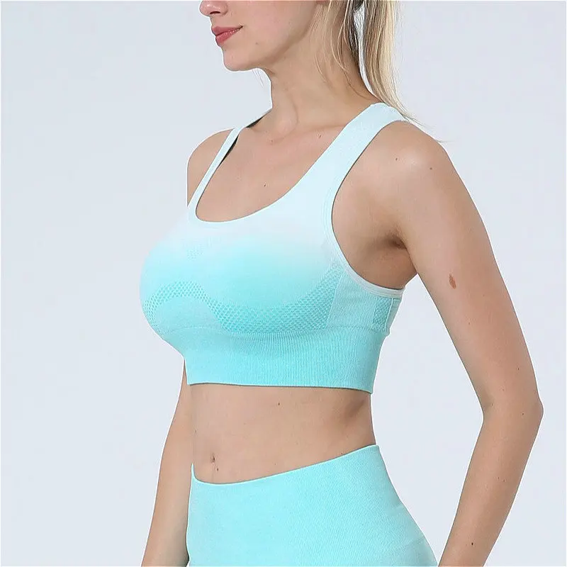 Ombre Energy Seamless Sports Bra Push Up Yoga For Women Gym Crop Top Racerback Workout Brassiere Fitness Tops Active Wear | Спорт и