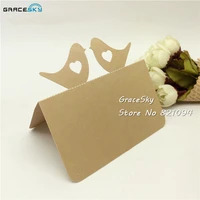 50pcs laser cut pearl paper couple of birds name place seat wedding invitation table cards for party decoration marriage favors