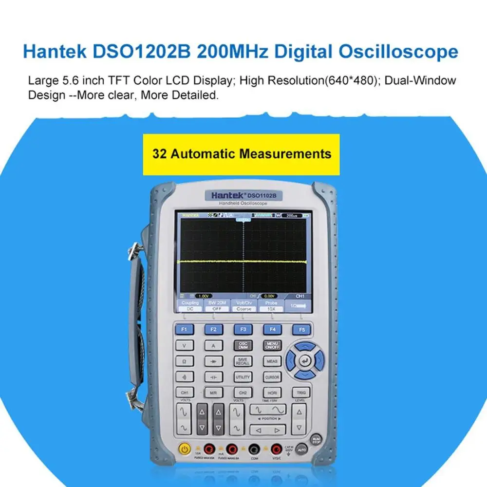 Hantek DSO1202B 200 МГц Ручной цифровой осциллограф 2 канала 1GSa/s Osciloscopio с 6000 мультиметр |