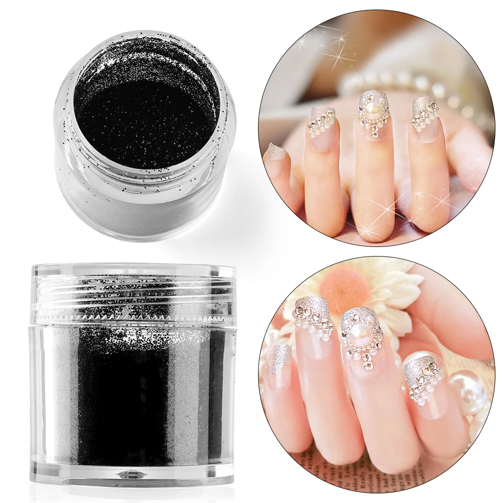 2 коробки Блестящий Порошок для ногтей окунающий черный и белый ультра-тонкий