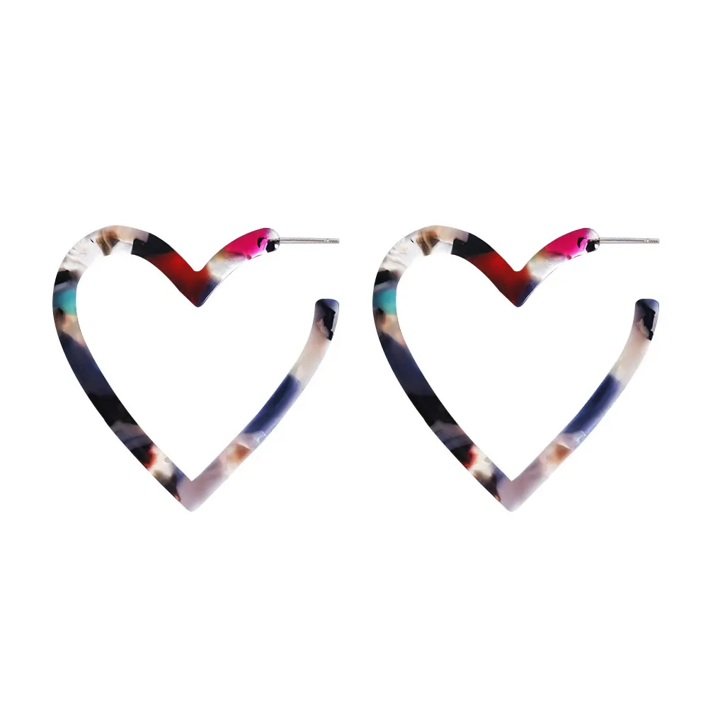 multicolor VIVILADY, модное, в стиле бохо, в форме сердца, серьги-кольца, для женщин, черепаха, в виде ракушки, акриловые аксессуары, бижутерия, на день рождения, рождественский подарок - Окраска металла: multicolor