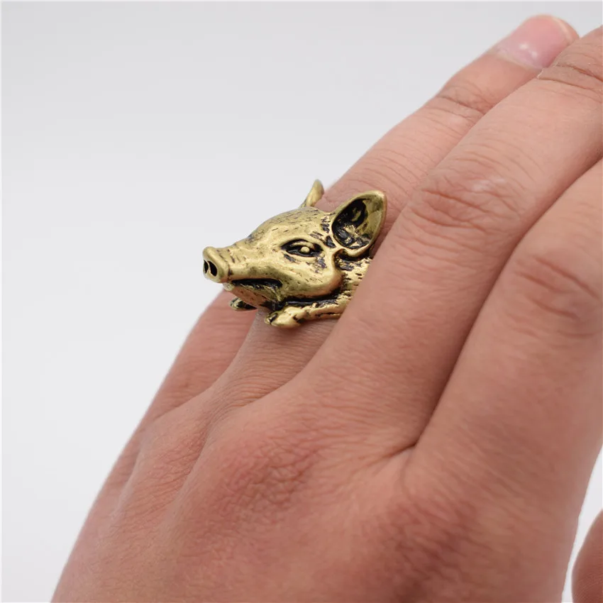 Кольцо Свинка для мужчин и женщин модное винтажное регулируемое кольцо с