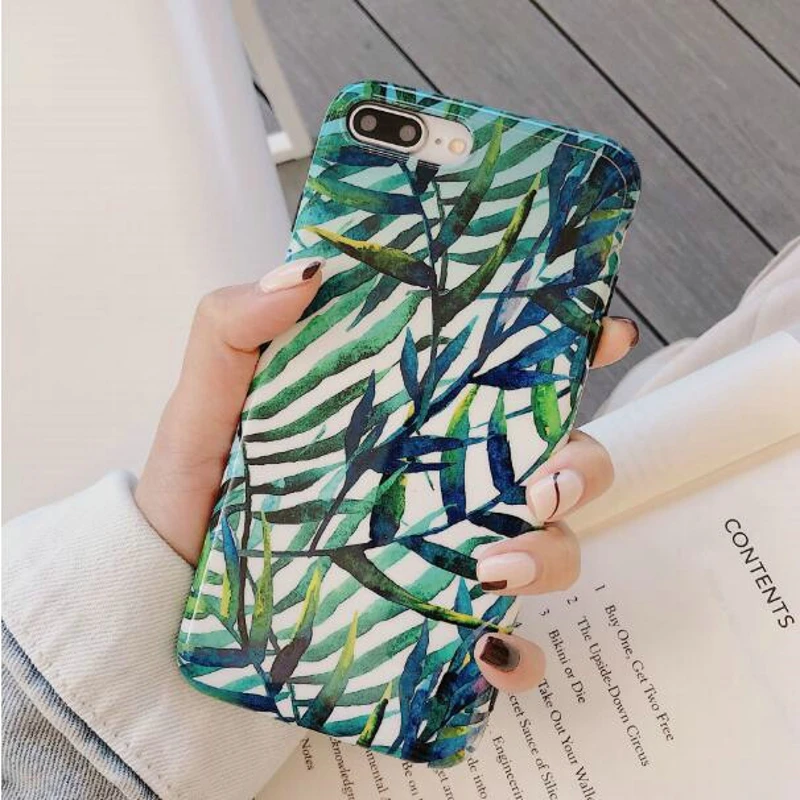 Flower Leaves Print Phone Case For iPhone 6 6S Plus XR XS Max Soft Silicone Covers Summer Plants Cases X 7 8 |