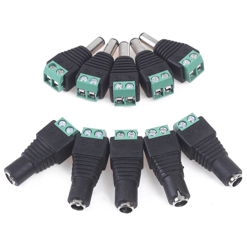 

5Pairs CCTV Cameras 2.1mm X 5.5mm Female Male DC Power Plug Adapter DC Power Female Plug Jack Adapter Connector Male Plug Socket