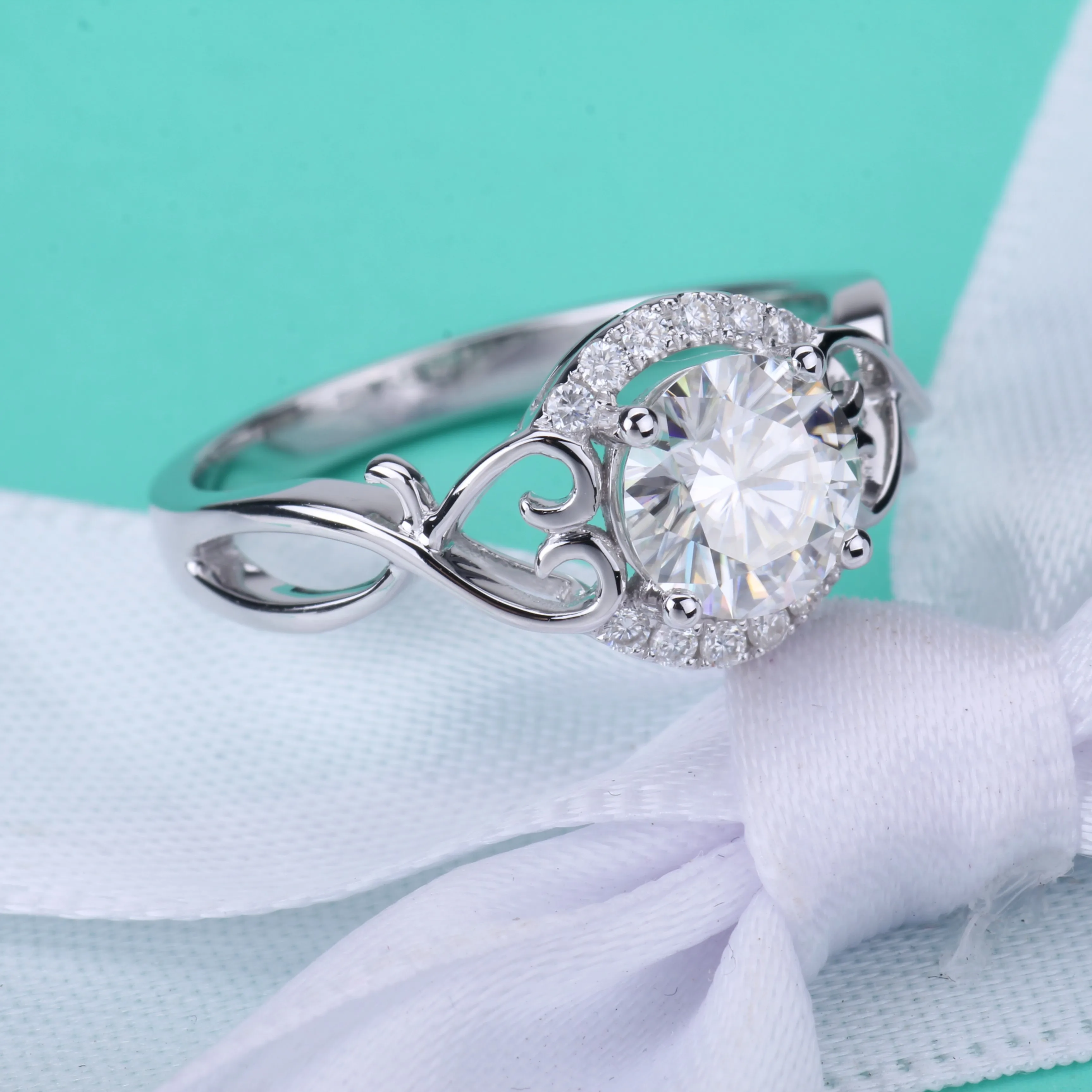 1.0ct Moissanites diamond Engagement Rings for women 14k white gold Wedding rings female Jewelry top quality | Украшения и