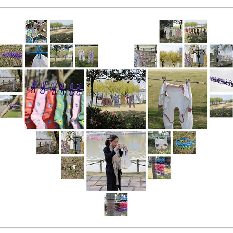 Портативная ветрозащитная вешалка для одежды сушилка подвесная веревка с 12