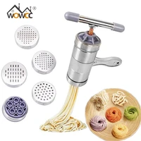 stainless steel manual pasta machine noodle maker with 5 pressing mould pasta spaghetti press machine household pressing machine