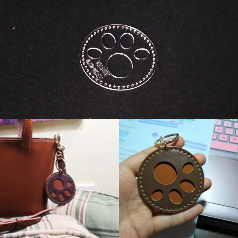 1 комплект DIY акриловый кожаный шаблон домашний ручной работы пошив кожаных изделий шаблон инструменты аксессуар брелок 70x70x5 мм