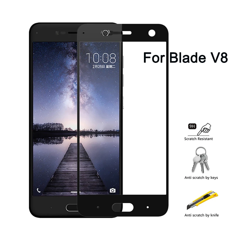 Защитное стекло с полным покрытием для ZTE Blade V8 закаленное blade v8 bv0800 v0800